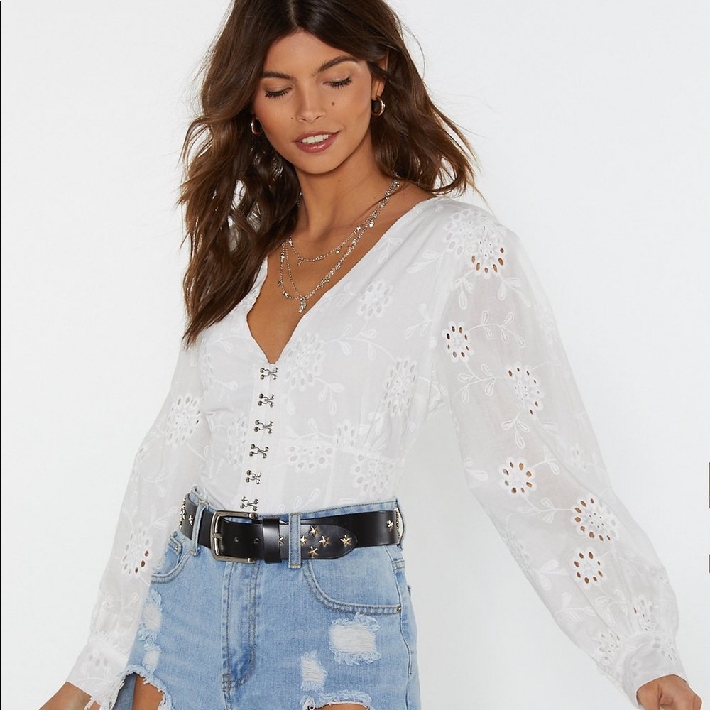Nasty Gal Hook front Broderie blouse